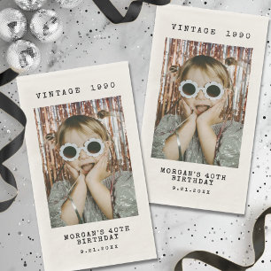 Servilleta De Papel Cumpleaños con Foto Vintage Personalizada