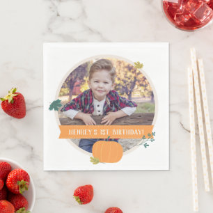 Servilleta De Papel Cumpleaños con Fotos de Calabazas y Hojas de Otoño