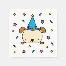 cumpleaños con ilustración de perro y confeti