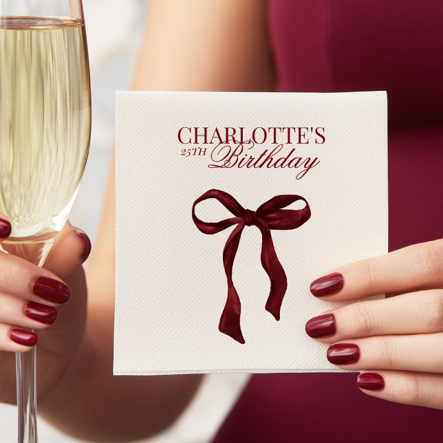 Servilleta De Papel Cumpleaños con lazo de Borgoña (Subido por el creador)