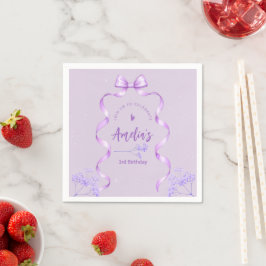 Servilleta De Papel Cumpleaños con Lazo Morado Cualquier Edad