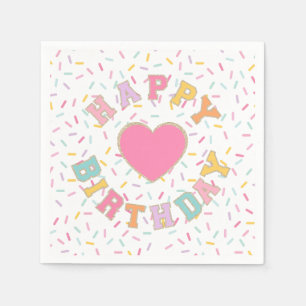 Servilleta De Papel Cumpleaños con letra de parche Preppy