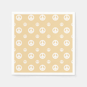 Servilleta De Papel Cumpleaños con signo de paz retro amarillo