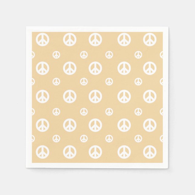 Servilleta De Papel Cumpleaños con signo de paz retro amarillo (Anverso)