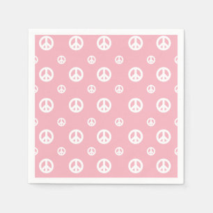 Servilleta De Papel Cumpleaños con signo de paz retro rosa