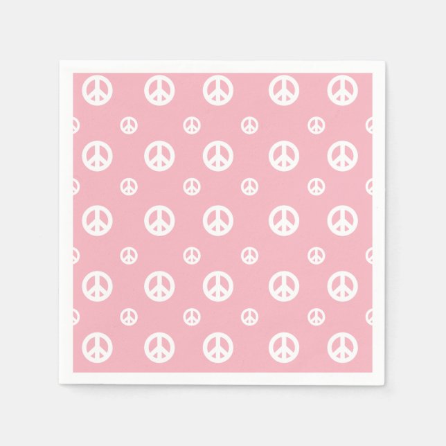 Servilleta De Papel Cumpleaños con signo de paz retro rosa (Anverso)