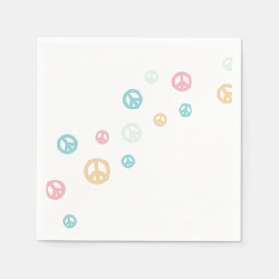 Servilleta De Papel Cumpleaños con signo de paz retro rosa
