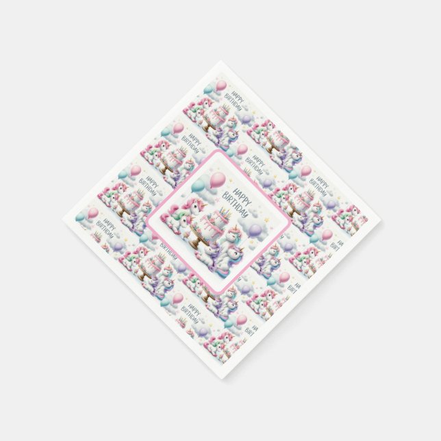 Servilleta De Papel Cumpleaños con tema de Unicornio (Borde)