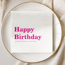 Servilleta De Papel Cumpleaños con tipografía rosa moderna
