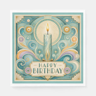 Servilleta De Papel Cumpleaños con Vela Iluminada Art Déco