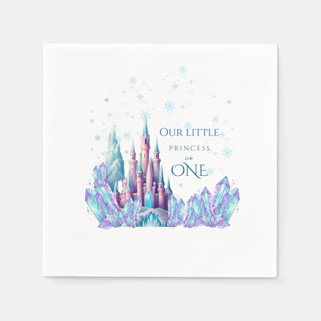 Servilleta De Papel Cumpleaños congelado del castillo de dibujos anima (Anverso)