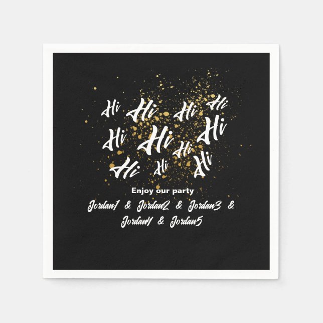 Servilleta De Papel Cumpleaños Conjunto de Amigos del Grupo de Oro Neg (Anverso)