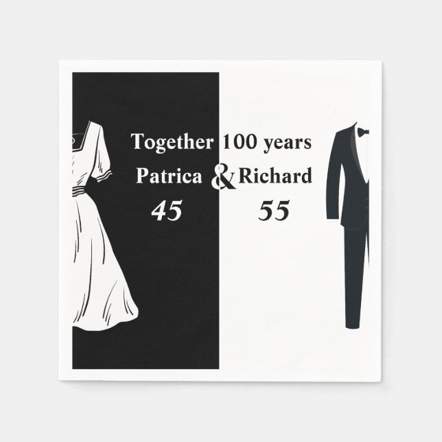 Servilleta De Papel Cumpleaños Conjunto de Doble Celebración 100 años (Anverso)