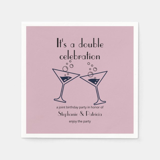 Servilleta De Papel Cumpleaños conjunto de la celebración doble púrpur (Anverso)