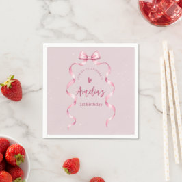 Servilleta De Papel Cumpleaños Coquette con Lazo Rosa 