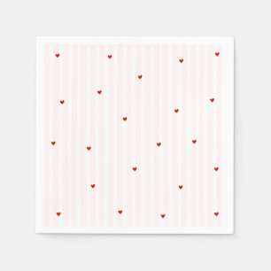 Servilleta De Papel Cumpleaños Corazón Rojo Raya Rosa Querido