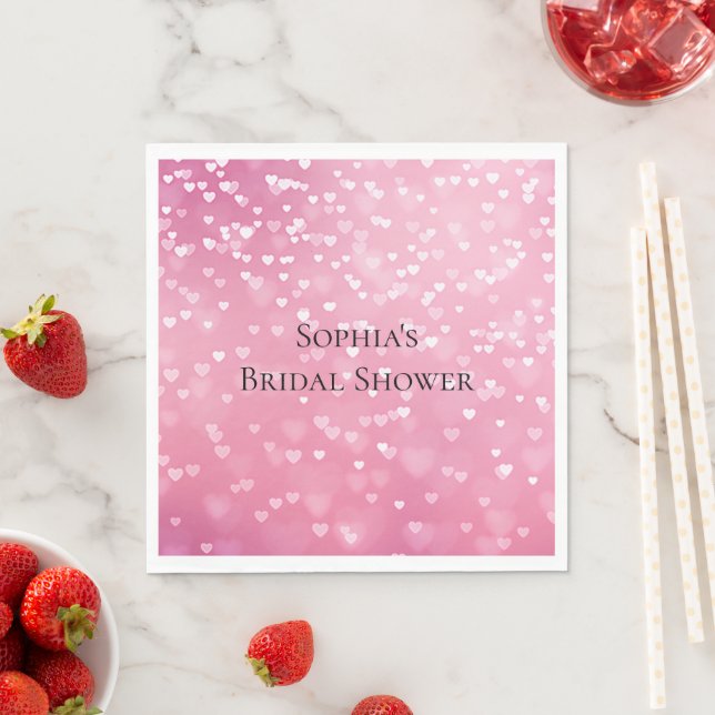 Servilleta De Papel Cumpleaños Corazones Blancos Rosados (In situ)