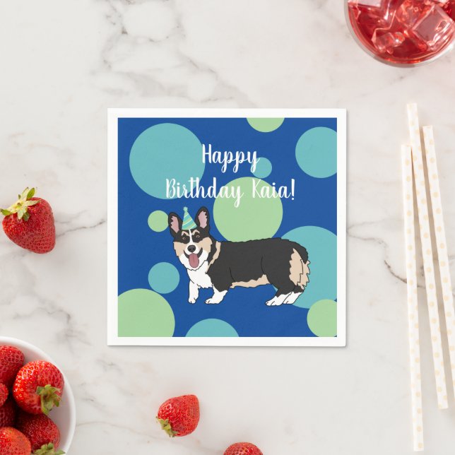 Servilleta De Papel Cumpleaños Corgi (In situ)