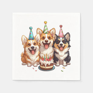 Servilleta De Papel Cumpleaños Corgi Dogs