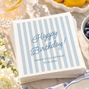Servilleta De Papel Cumpleaños Costa Chic Azul Claro Nombre Personaliz
