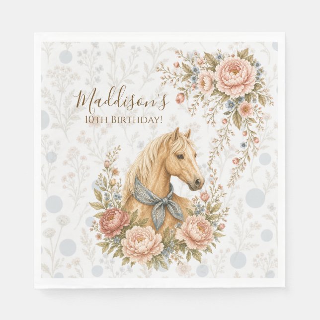 Servilleta De Papel Cumpleaños Cowgirl Blue (Anverso)