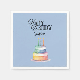 Servilleta De Papel Cumpleaños cristiano floral azul