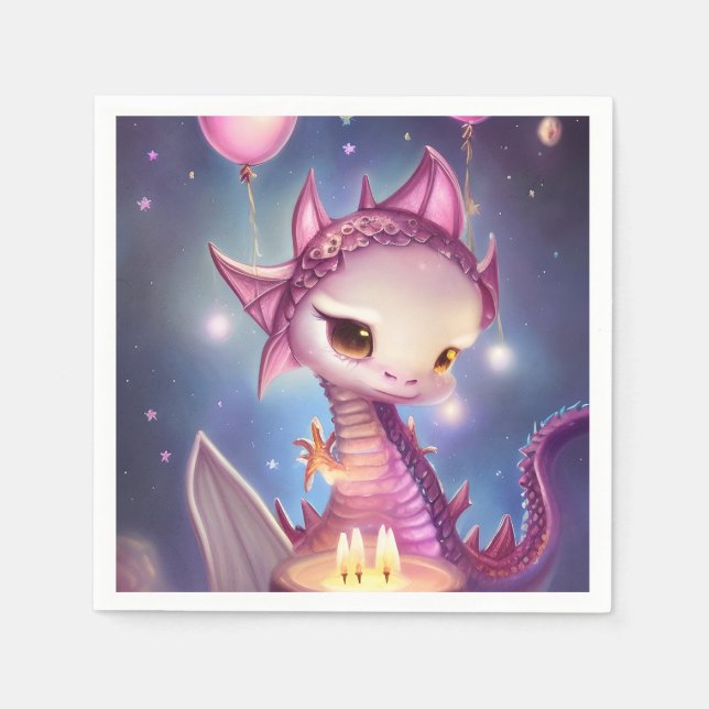 Servilleta De Papel Cumpleaños Cute Dargon (Anverso)
