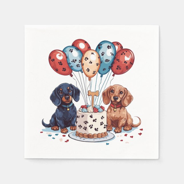 Servilleta De Papel Cumpleaños Dachshund Dogs (Anverso)