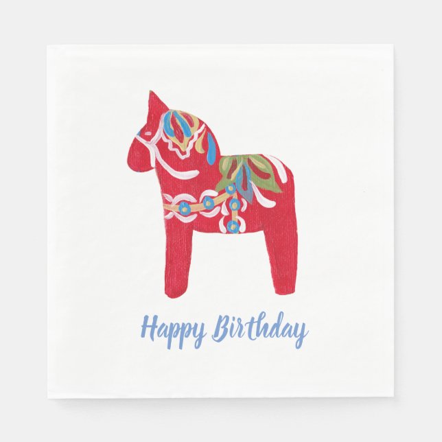 Servilleta De Papel Cumpleaños Dala Horse (Anverso)