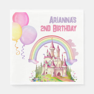 Servilleta De Papel Cumpleaños de 2 años de niña con castillo mágico y
