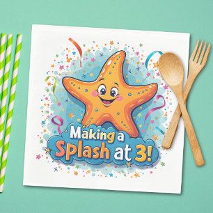 Servilleta De Papel Cumpleaños de 3 años de Starfish haciendo una gran