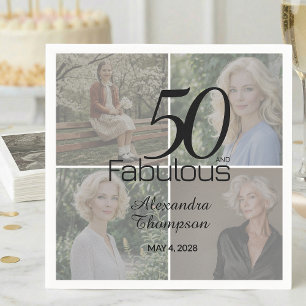 Servilleta De Papel Cumpleaños de 50 años y fabuloso Collage de fotos