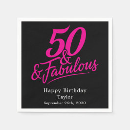 Servilleta De Papel Cumpleaños de 50 y fabuloso Chic guión rosa