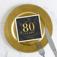 Cumpleaños de 80 años con Bokeh oscuro y dorado fa