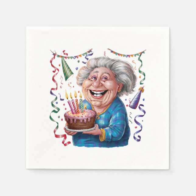 Servilleta De Papel Cumpleaños de Abuela con Gran Sonrisa (Anverso)