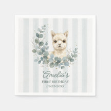 Cumpleaños de Alpaca Acuarela de Crema Dulce