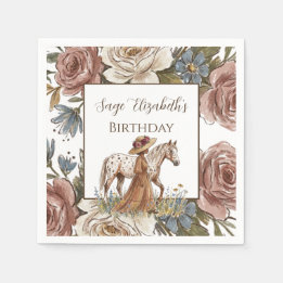 Servilleta De Papel Cumpleaños de amante de caballo elegante