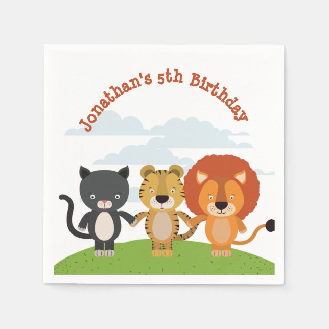 Servilleta De Papel Cumpleaños de Amigos Animales (Anverso)