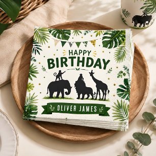Servilleta De Papel Cumpleaños de Animales de la Jungla Safari