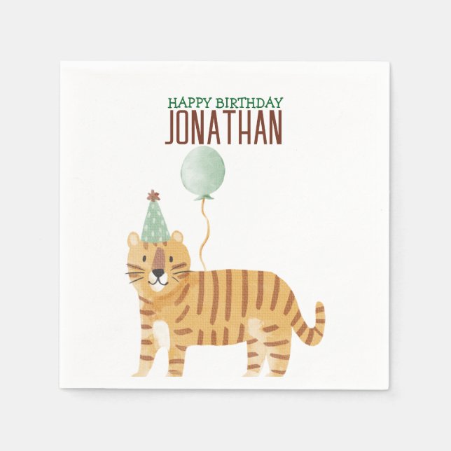 Servilleta De Papel Cumpleaños de animales salvajes (Anverso)