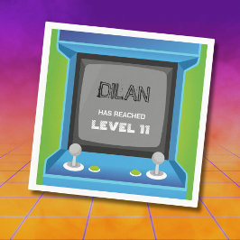 Servilleta De Papel cumpleaños de arcade, invitación de cumpleaños de