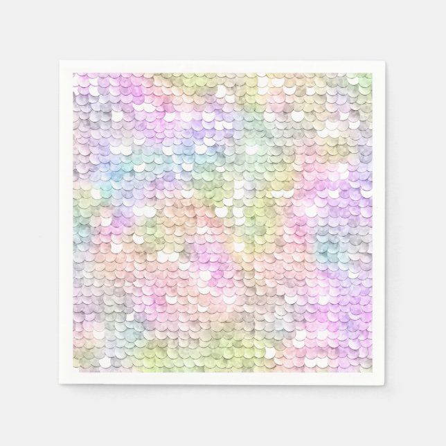 Servilleta De Papel Cumpleaños de Arcoíris Brillante con Lentejuelas (Anverso)