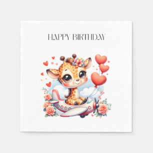Servilleta De Papel Cumpleaños de Avión Jirafa