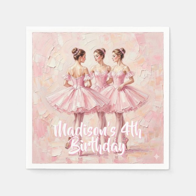 Servilleta De Papel cumpleaños de bailarina rosa coqueta (Anverso)