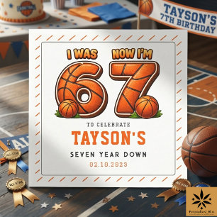 Servilleta De Papel Cumpleaños de Baloncesto - Fui 6, Ahora Soy 7 – To