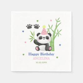 Servilleta De Papel Cumpleaños de bambú de oso panda lindo 