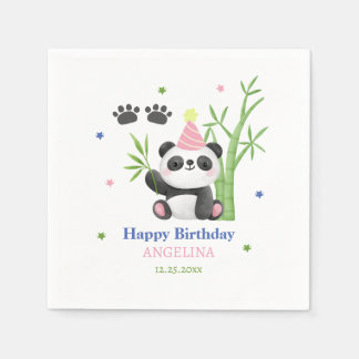 Servilleta De Papel Cumpleaños de bambú de oso panda lindo 