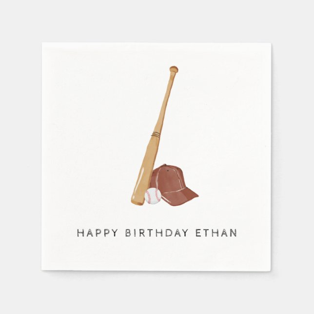 Servilleta De Papel Cumpleaños de Batalla de Béisbol (Anverso)