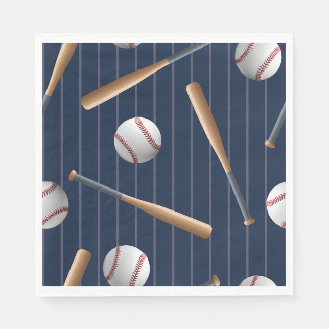 Servilleta De Papel Cumpleaños de béisbol rojo y azul (Anverso)