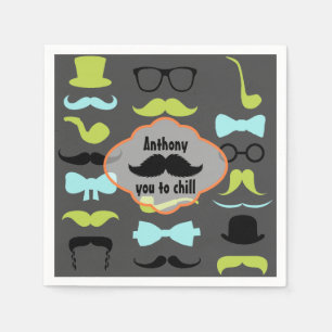 Servilleta De Papel Cumpleaños de Bigote Hipster de Hombre Pequeño